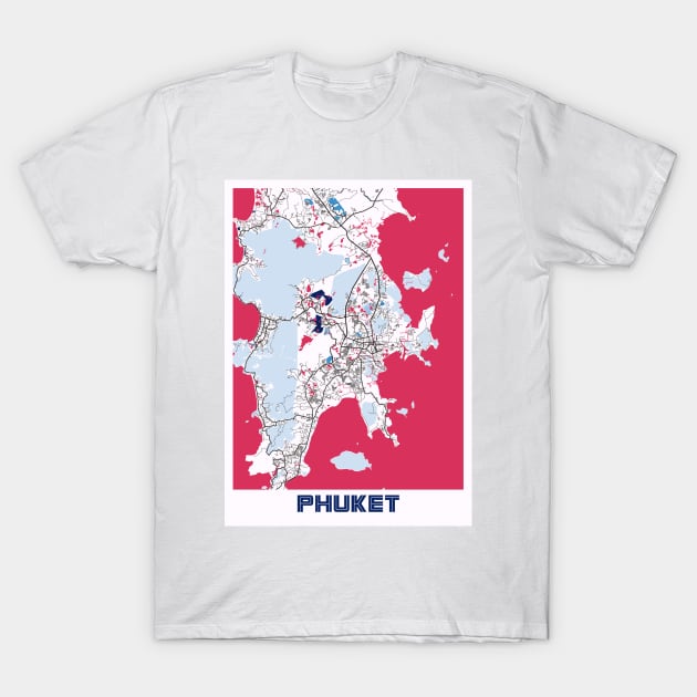 Phuket - Thailand MilkTea City Map T-Shirt by tienstencil